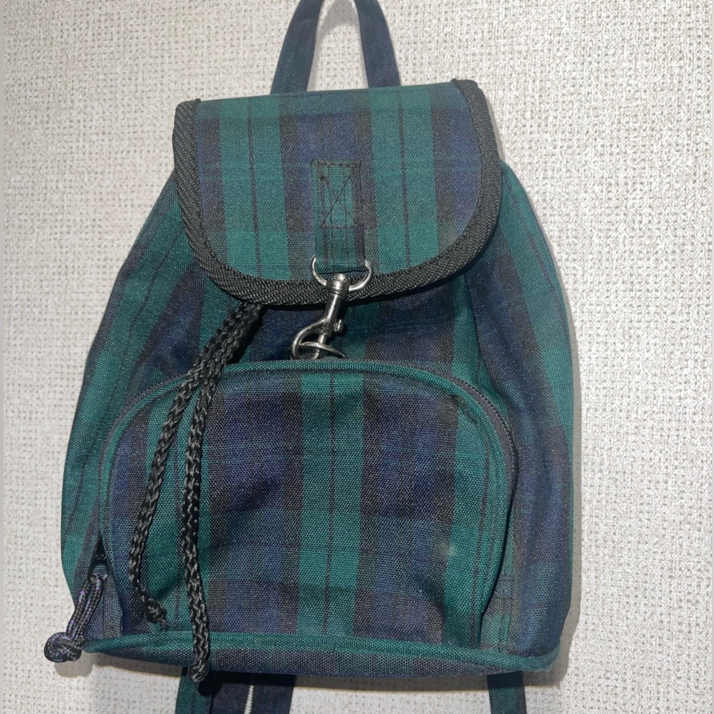 Small Green plaid back pack .